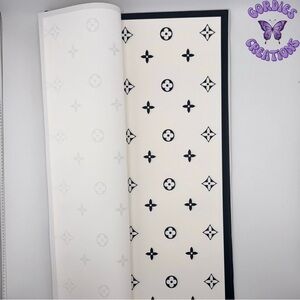 White W/ Black LV Floral Bouquet Wrapping Paper